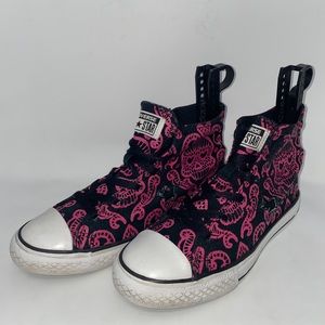Converse One Star Hi Top junior‎ Size 3 Chuck Taylor Black Pink Skull Shoes